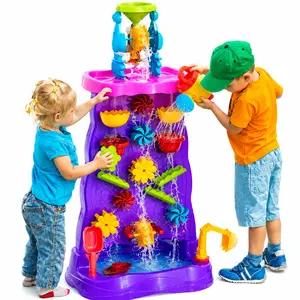 Waterfall Water Table,Double-Sided Water Sand Table, Outdoor Toys, Activity Sensory Table Summer Toys,2 side Waterfall Water Table Summer Outdoor Play Set Beach Surf Soaking bath Toy Backyard Birthday Holiday Christmas Gift for kids