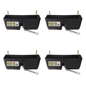 Little Giant 9 Quart Heavy Duty Feed Trough Bucket Fence Feeder, Black (4 Pack)