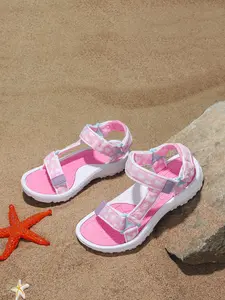 Summer Sandals, Breathable Textile Upper, Heart Pattern Webbing, Easy-On Buckle, Sporty Style, Outdoor & Beach Shoes