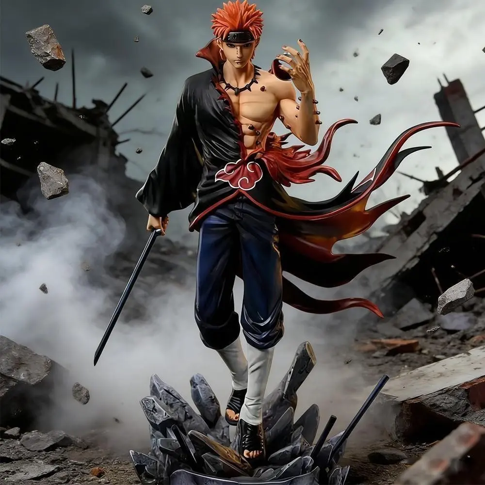One Piece Naruto Pain Tendo Figure, Akatsuki Form with Debris Effect Base， Pain Tendo Collectible Statue, Naruto Shippuden Anime Figure, With Stone Debris Special Effects, Collectible Pvc Figure