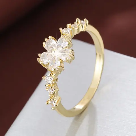Elegant Flower Design Rhinestone Decor Ring, Beautiful Rings, Trendy All-match & Exquisite Jewelry for Women for Party, Daily Clothing Decor, Elegant Everyday Ring, Fashionable Jewelry