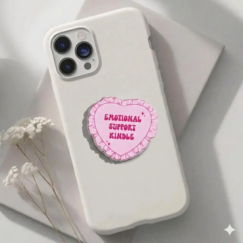 Emotional Support Kindle Coquette Pink Heart Pillow Magnetic Kindle Grip Book Lover Cute Bookish Kindle Accessories Phone Holder PopSocket Phone Grip Magnetic Pop Socket Phone Grip