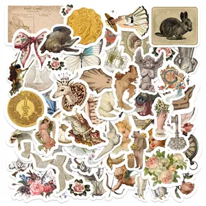 53pcs Vintage Victorian Ephemera Stickers Pack, Waterproof Retro Angel Flower Decals for Junk Journal, Scrapbook, Laptop & Water Bottle, Antique Lover Gift