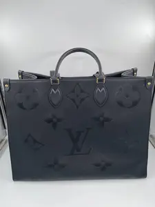 Pre-owned Louis Vuitton LEATHER Shoulder Bags BLACK GM ONTHEGO