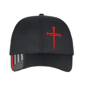 Christian Hats for Men Women Jesus Christian Cross Cross CUSTOM Red Line Hat OC661 with Red Cross Snapback Adjustable Size 6 1/2" Lightweight Comfortable Machine Washable