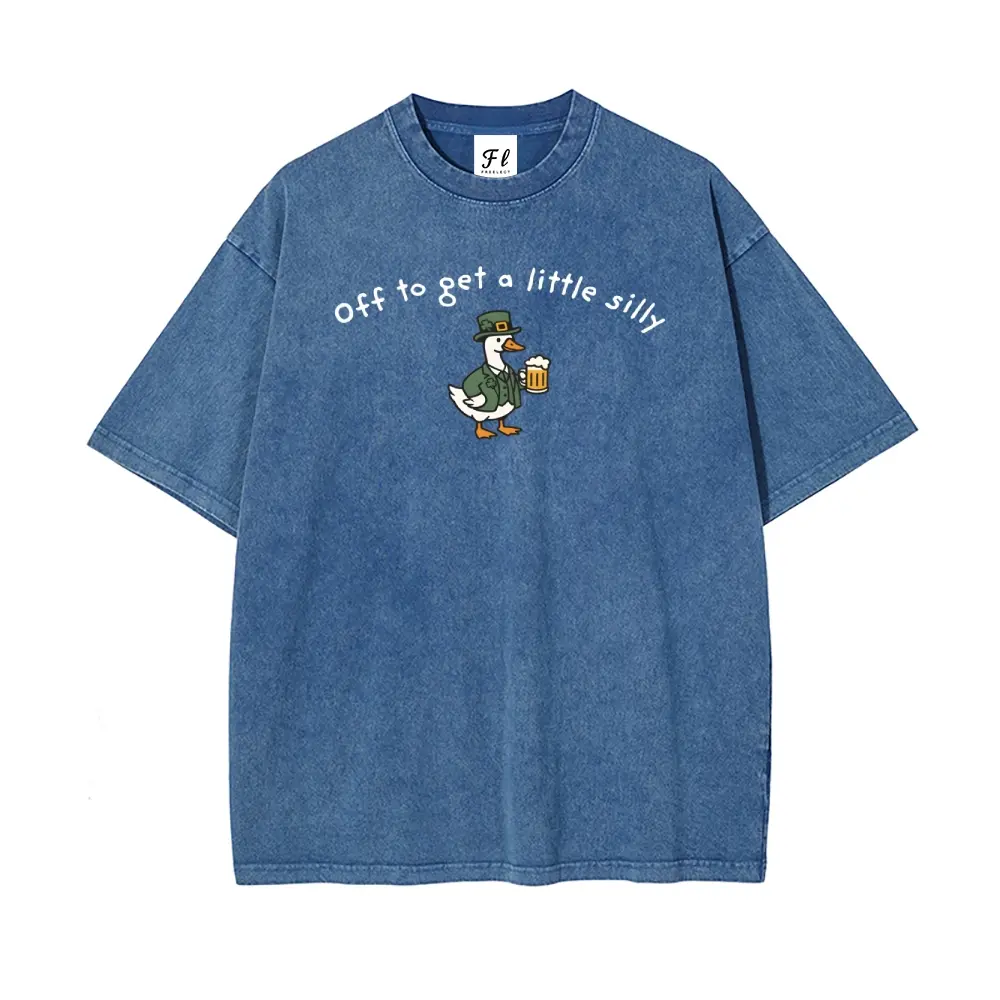 Men's Vintage Cotton Round Neck Graphic T-Shirt - Mens Clothing, Casual Unisex Top, "Off to get a little silly" Shamrock Print, St. Patrick’s Day Gift for Him, Men's Graphic Tees, Vintage Shirts, Everyday Wear