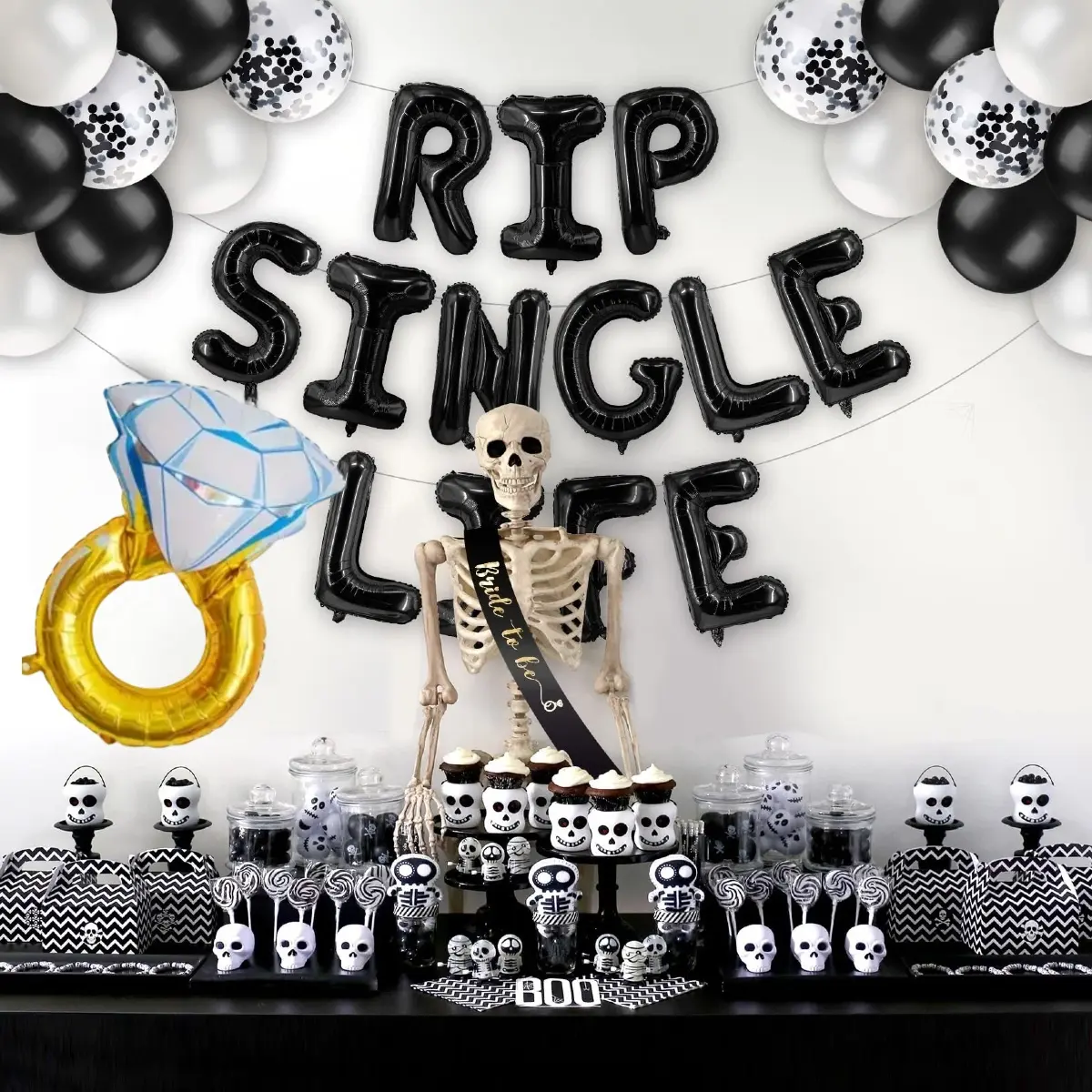 Bachelorette Decoration Set, Sparkly Diamond Ring Foil Balloon Letter Kit, Perfect for Hen Parties & Bridal Shower Celebrations