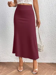 Women's High Waist Slim Plain Skirt, Comfortable Elegant Fashion Versatile Design, Perfect for Casual Daily Wear and Light Outings