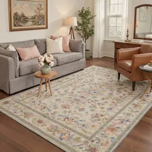 【Summervibes】GENIMO Area Rug – Pet Friendly, Non-Slip, Soft, Machine Washable Floor Rug, Home Carpet Ideal for Living Room, Bedroom, Kitchen, Hallway, Stylish Interior Decor ,ARP1982-PETAL
