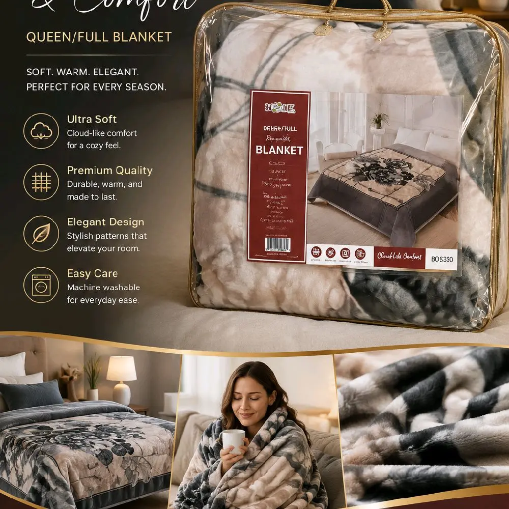 Queen/Full Size Blanket, Wrinkle Resistant, Breathable, 50" x 60 Inches (152cm×127cm), Holiday Decorative Bedding Blanket