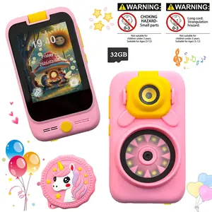 Kids' Toy Phone Camera with Adjustable Lens, 2-in-1 Microscope & Camera, Supports 32GB Memory Card, Ideal Gift for Boys & Girls Aged 3-12