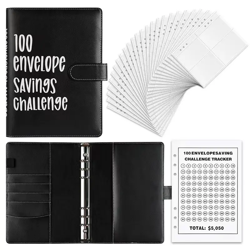 100 Envelope Savings Challenge Kit, A5 Budget Binder with Cash Envelopes, Saving Challenge Handbook, 100 Day Goal, Valentine's Day Gift, Savings Challenge Planner, Savings Tracker Organizer