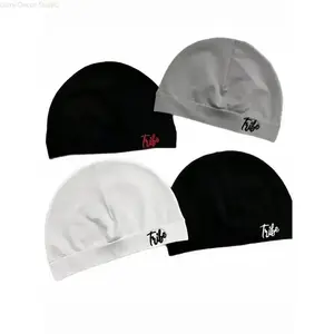 4 Pack Stretch Satin Hair Caps with Tribe Embroidery Silky Soft Beanie for Hair Protection Sleep and Braided Hairstyles for Men and Women