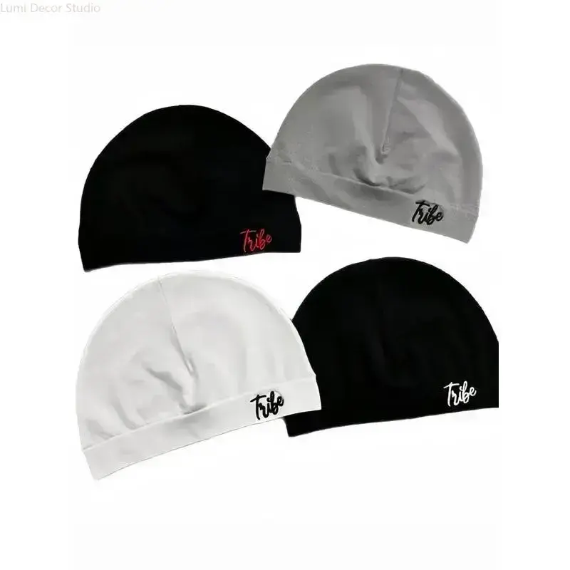 Unisex Stretch Satin Hair Caps - Tribe-Embroidered Smooth Beanies for Haircare, Frizz Control, Sleep Protection (Sports & Outdoor Hats Accessory)