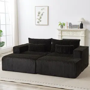 Aobtkel®87" Oversized Sectional Lounge Chaise,No Assembly Required,Cloud Plush Loveseat with two Removable Footstool,Fluffy Modern Sleeper Chair for Indoor Living Room Bedroom