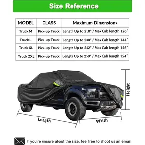 Pickup Truck Cover Waterproof All Weather, Outdoor Indoor Truck Protection Cover for Ford f150 / Chevy Silverado/Dodge Ram 1500, Truck Tarp Cover Black(Length 230 to 242 inch)