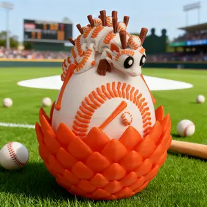 3D Printed Baseball Dragon Desk Ornament Dinosaur Egg Family Sporty Figurine