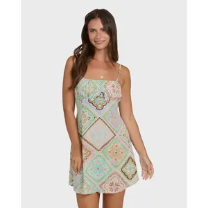 BILLABONG Women's Dreaming Of Sun Crinkle Mini Dress, Adjustable Back Ties, Regular Fit, Summer Casual Mini Dress