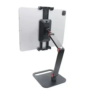 Adjustable Tablet Stand for Desk, 360° Rotation Heavy Duty Tablet Holder, Universal Aluminum Arm Mount for 4-13" iPad, iPhone, Kindle, Portable Monitor, with Stable Base for Work, Streaming, Video Calls Shockproof Protector