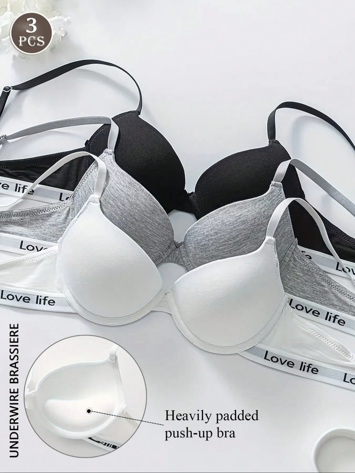 Women's Push-Up Lifting Bra Set, Underwire Brassiere, Matching Breathable & Comfortable Design, Slim Fit Everyday Wear, Multiple Colors Available, Ideal for All Seasons Underwear
