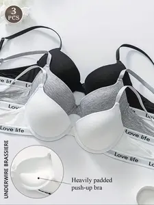 Women's Push-Up Bra Set, Matching Breathable & Comfortable Design, Slim Fit Everyday Wear, Multiple Colors Available, Ideal for All Seasons Underwear