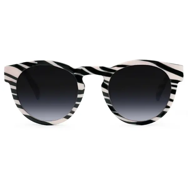 Chelsea - Black & White Zebra Pattern - Tangle Free Round Oval Sunglasses - Certified Shatter-Resistant Lenses - UV400 - For Women & Men