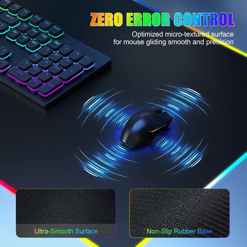 XXL Gaming Mouse Pad with Magnetic Wireless Charging, RGB Black Mousepad Desk Mat with 15W Fast Charger, Waterproof Laptop Writing for Office, Home, Gaming Desktop Accessory shopblackfriday Christmas 【Christmas】 game Foldable