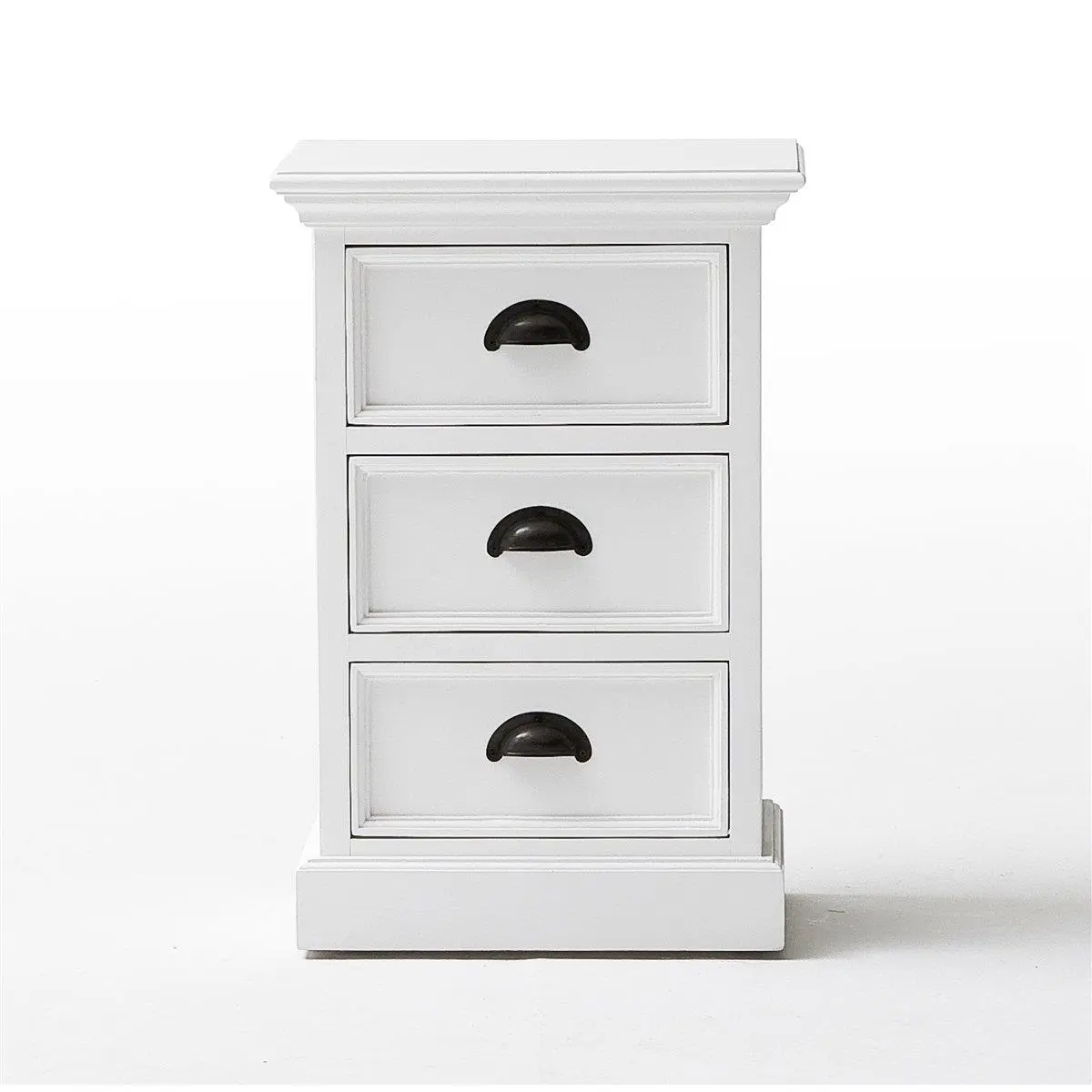 212 MAIN Infinita Halifax White Mahogany Wood Nightstand - Fully Built Rectangular Form, Romantic Look, 3 Drawers, Three Drawers