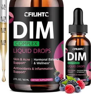 DIM Liquid Drops Supplement for Women Hormone Balance and Clear Skin Support with Inositol Sulforaphane and Multivitamins for Menopause Relief Estrogen Metabolism and Cystic Acne Defense Mixed Berry Flavor Vegan Non-GMO 2 Fl Oz
