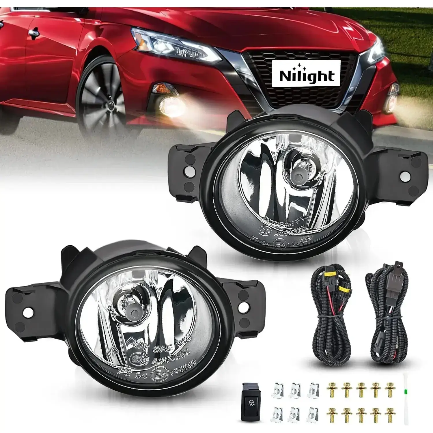 Nilight 2007-2017 Nissan Sedan 2008-2013 Coupe 2012 2013 2014 2015 2016 2017 2018 2019 Versa 2014 2015 2016 Rogue Versa Note 2007-2014 Maxima 2016-2016 Pathfinder 2004-2015 Sentra Infiniti Fog Light Assembly Car Accessories Vehicle, Driving Lights