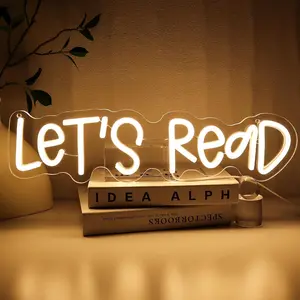 Let'S Read Neon Light, USB Powered with Adjustable Switch, Suitable for Library, Classroom Reading Corner, Bedroom, Study Room, Book Club, Campus Bookstore, Perfect Gift for Halloween, Thanksgiving, Christmas Eve, Birthday Party as a Great Choice for Frie