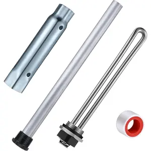 4 Pieces RV Water Heater Elements Replacement Kit Includes 1 Anode Rod, 1 Electric Heater Element, 1 Dual Hex Wrench and 1 Tape, Compatible with Suburban RV Parts