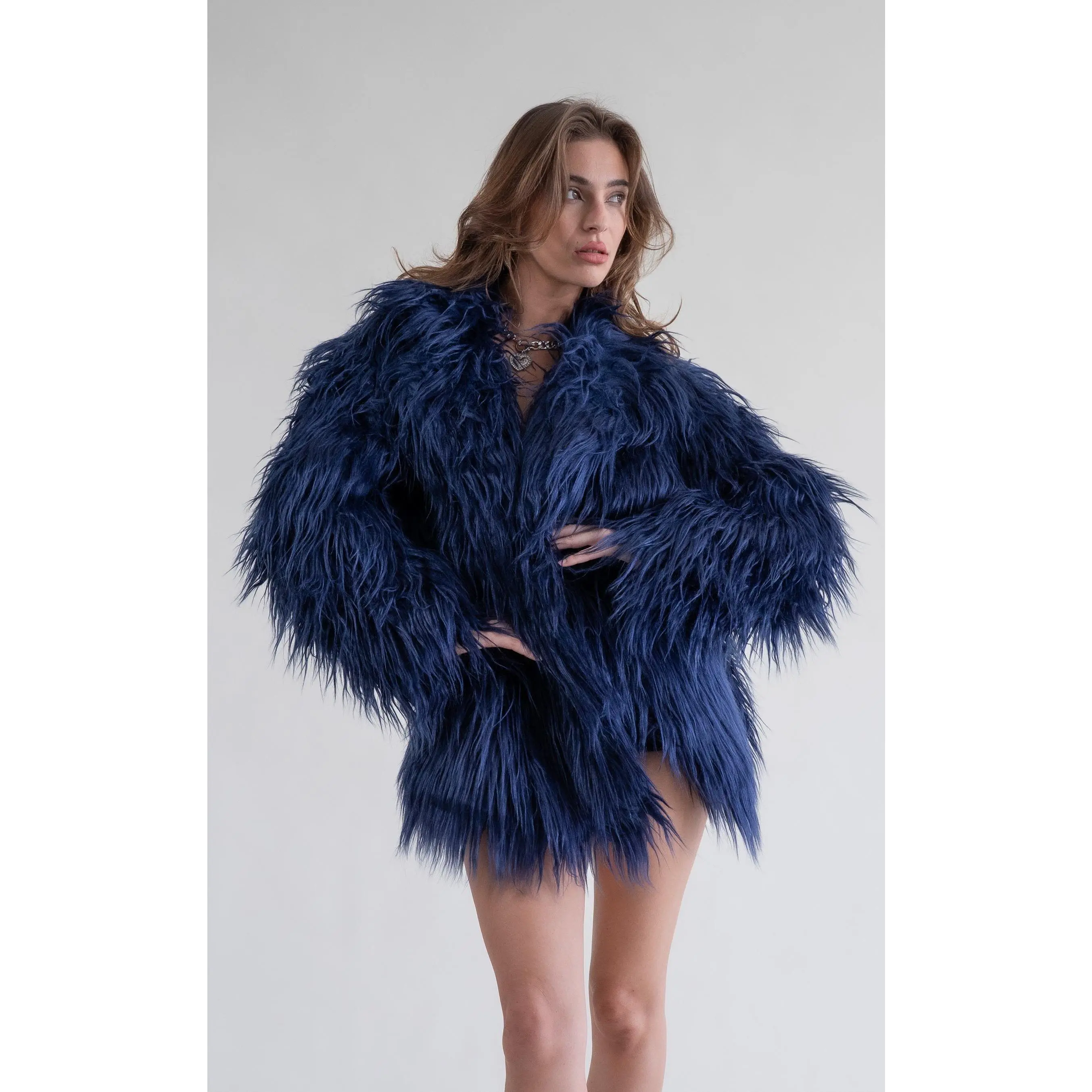 BRECKENRIDGE-BLUE FAUX FUR JACKET