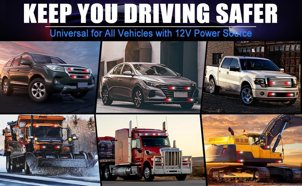 DIBMS LED Signal Strobe Lights - Red and White Flashing Signal Light for Construction and Hazard, Dual Color LED Stroboscopic indicator Lights