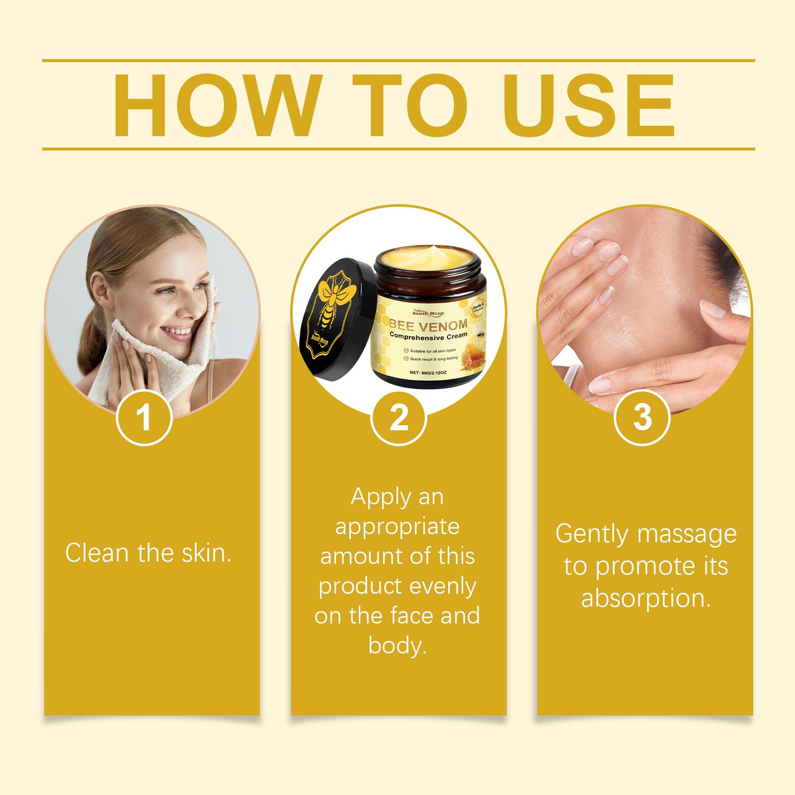 South Moon Bee Venom Daily Facial Massage Cream, Gentle & Effective Skincare for All Skin Types, Long-Lasting Nourishing & Skin Repair Comprehensive Cream, 60G