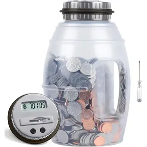 X-Large Piggy Bank for Adults, Digital Coin Counting Bank with LCD Counter, 2.8L Capacity Coin Bank Money Jar, Gray