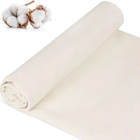 100% Cotton Muslin Fabric, 63 Inch X 1.9 Yards Natural Unbleached Muslin Fabric By the Yard, Premium Medium Weight Draping Fabrics Material for Sewing, Quilting, Embroidery, Craft Projects