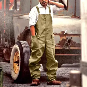 Vintage Men's Overalls Loose Large Size Casual Overalls