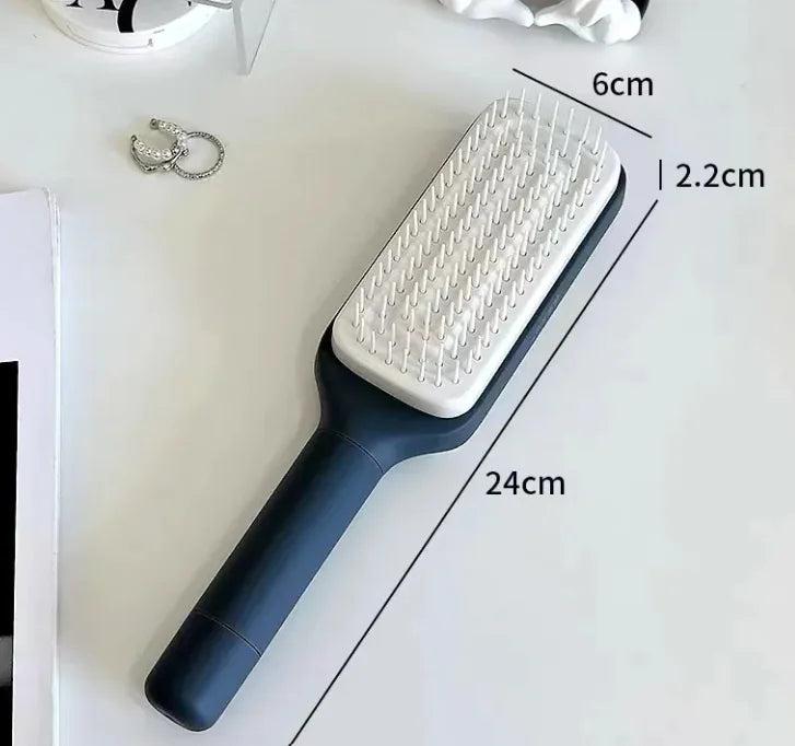 Self-Cleaning Hair Brush - 4-in-1 Anti-Static Scalable Rotating Design for Smooth Healthy Hair Care