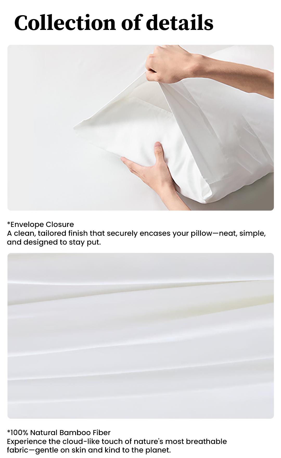 APSMILE Bamboo Sheet Sets 4 Piece , Organically Growth, Silky Soft & Cooling, 4 Piece (1 Fitted Sheet, 1 Flat Sheet and 2 Pillowcases) White Bedding Set with 15" Deep Pocket