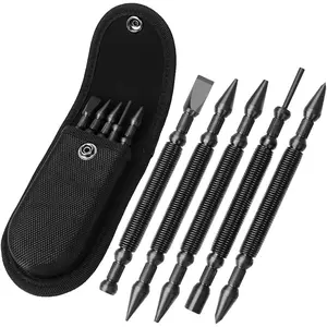 Nail Setter Dual Head Nail Set & Dual Head Center Punch & Hinge Pin Remover Punch Set, Spring Loaded Center Hole Punch, Nail Setter Features 1/8-in, 3/32-in, 3/16-in, 1/16-in, 1/32-in