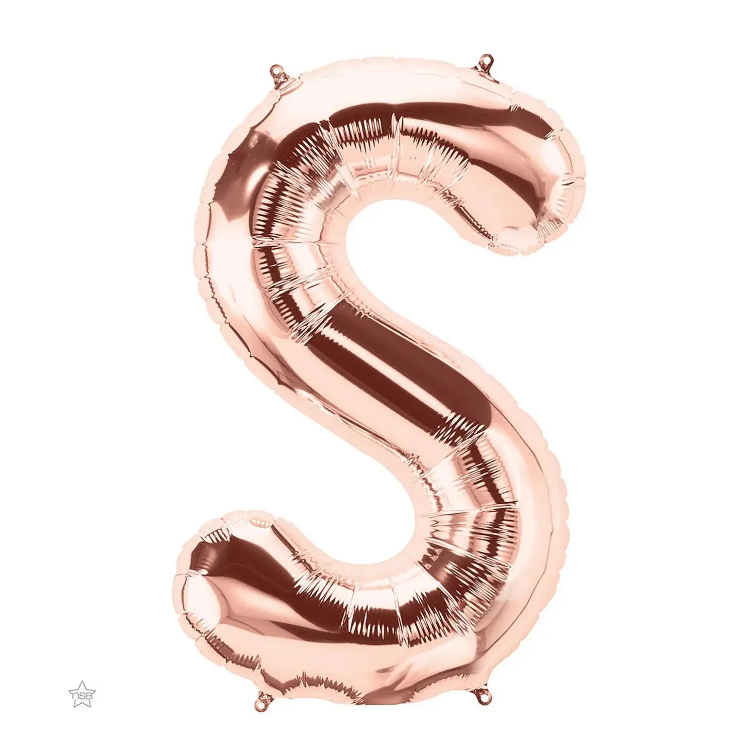 Glamorous S-Shaped Rose Gold Letter 34-Inch Mylar Balloon, Easy Inflation Balloon Party Supplies for Party Decor