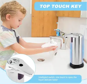 250Ml Auto Touchless Handsfree Soap Dispenser Stainless Sensor Bathroom Kitchen