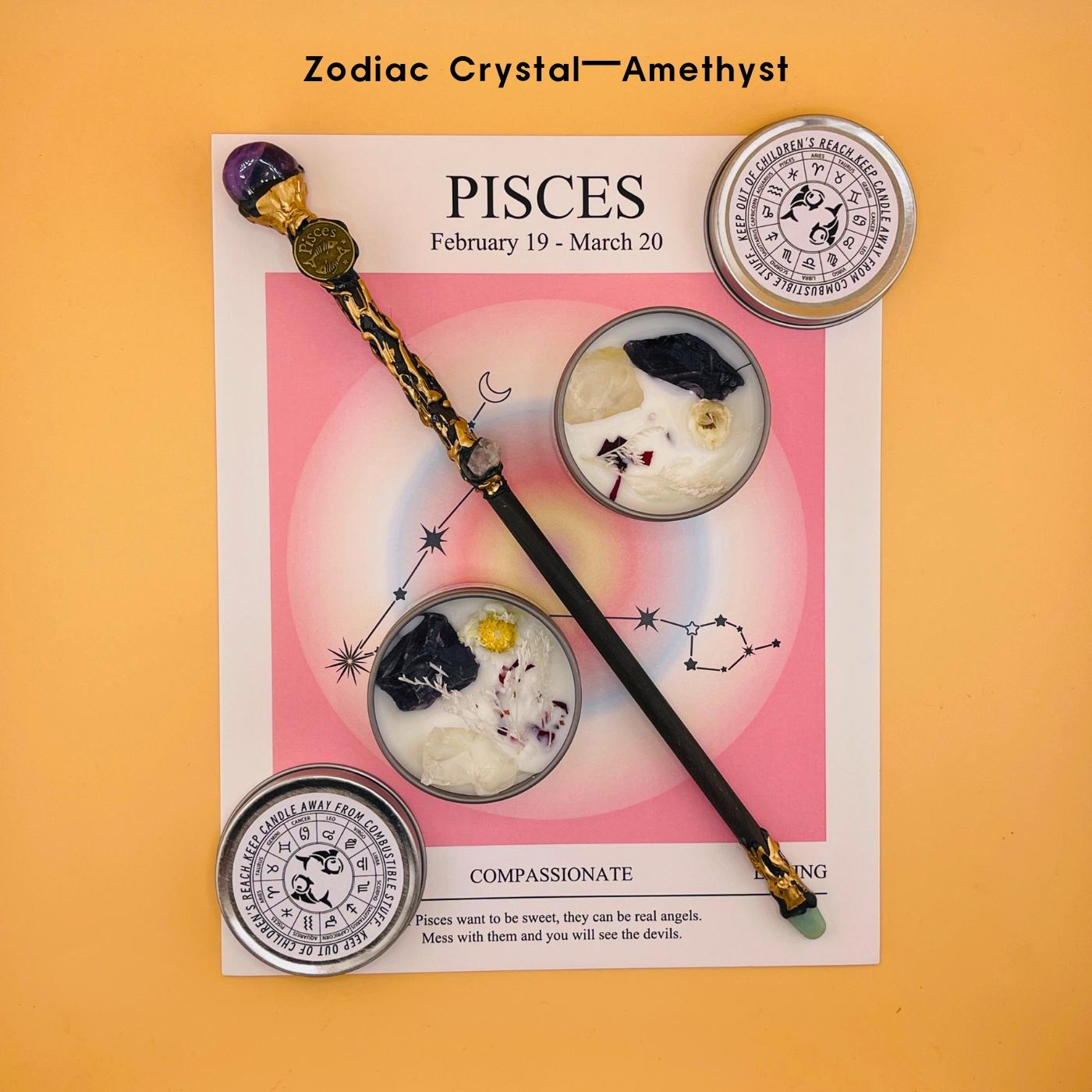 [Magic Crystal] Zodiac Crystal Magic Wand And 2pcs Zodiac Crystal Candle Set - Constellation Stone Set, Handmade Scepter, Blue Wind Chime Fragrance For The Candle - Cosplay, Home & Office Decor, Party Supplies - Gift For Festival, Christmas, New Year