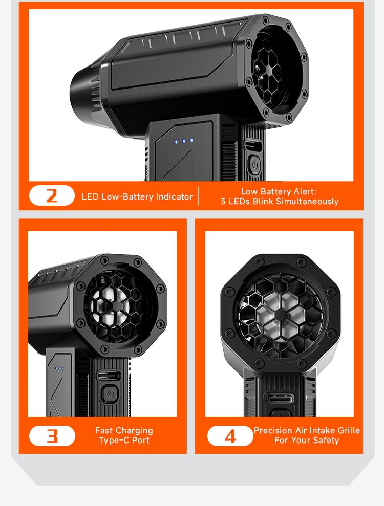 150g High- Pressure Turbo Blower, Designed for Deep Car Detailing, 150000 RPM Brushless Motor. Instantly Cleans AC Vents, Seat Crevices, Engine Bays and Removes Snow. Portable On- the-Go Tool, More Professional Than a Hair Dryer Deep Cleaning