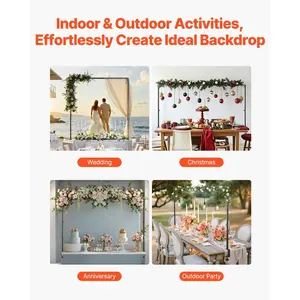 VEVOR Over The Table Rod Stand with Clamps, 13-42 Tall 28-98 Length Adjustable, 2 Packs Table Arch Stand, Tabletop Balloon Arch Frame for Wedding Birthday Party Christmas Decorations, Black
