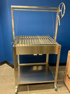 Santa Maria Grill Built-in BBQ Cooking Grill - Argentine Barbecue V-Grate Adjustable Height Stand Alone Cart 36x26x63 Inches