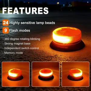 Orange High Brightness Light, Rotating Beacon LED Light With Magnetic Base, Cool Car Stuff Outdoor and Indoor Use Decorative Light