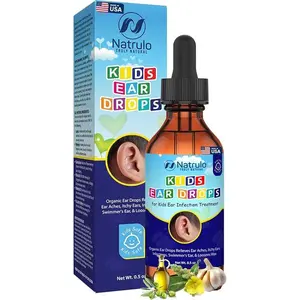 Natrulo Natural Ear Drops for Kids Ear Infection Treatment – Organic Children Ear Oil Drops Relieves Ear Aches, Itchy Ears, Infections, Swimmer's Ear, & Loosens Wax – Kids Safe, Made in USA