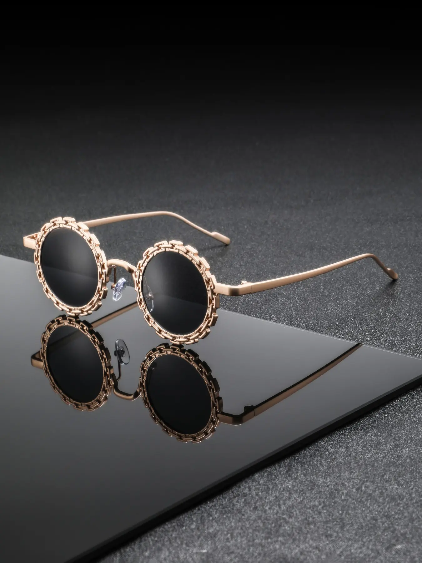 Men's Metal Gear Round Full Frame Classic Retro High-End Fashionable Versatile Decorative Glasses, Quality Eyeglasses, Stylish Eyewear for Men, Metal Temple Glasses, Vintage Style Glasses, Classic Versatile Frames